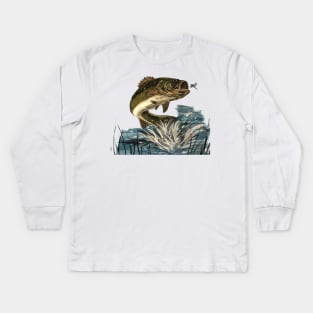 Largemouth Bass Jumping Kids Long Sleeve T-Shirt